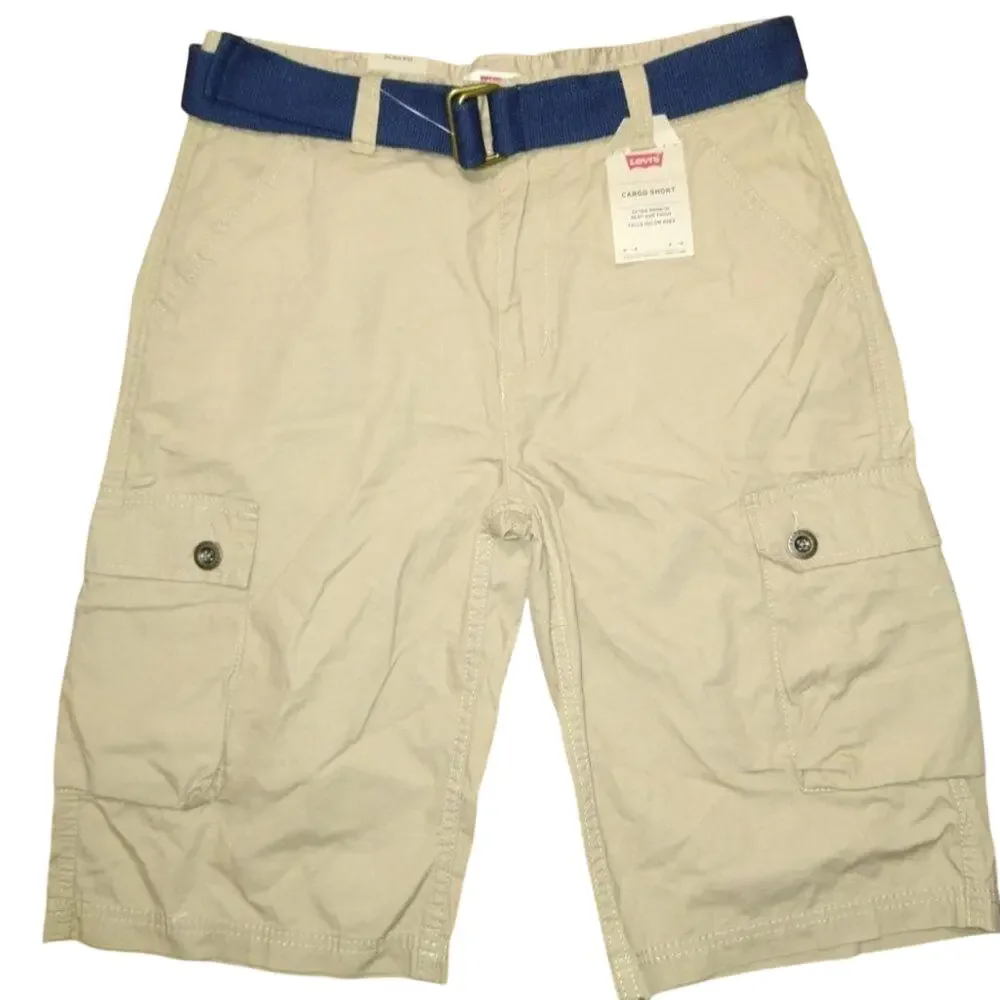 Levi's Boys Belted Cargo Shorts Size 6 Reg Khaki Cotton Casual Summer School New